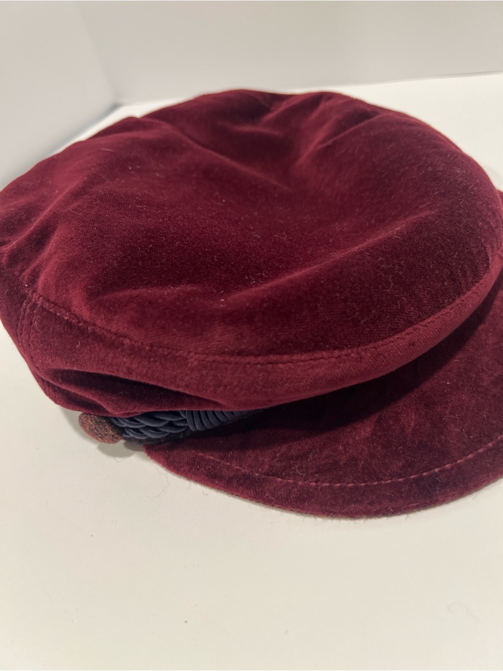 Burgundy Velvet Baker Boy Cap unisex